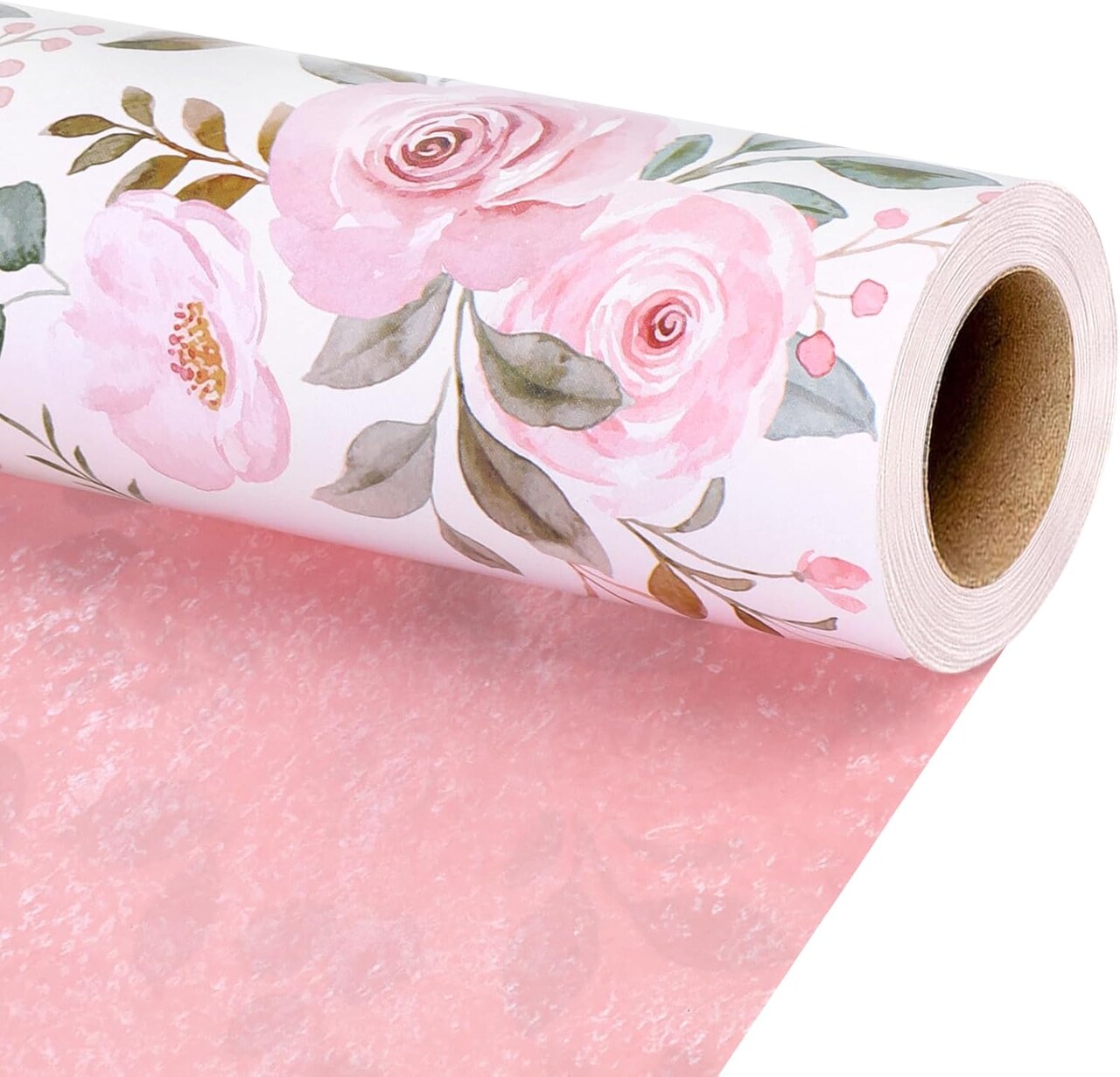 Reversible Floral Wrapping Paper Roll - 17 Inches X 33 Feet (47 sq. ft. ttl.)